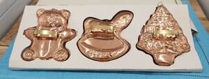 Himark 5” Holiday Copper Cookie Cutters W/handles Set Of 3 Orginial Box